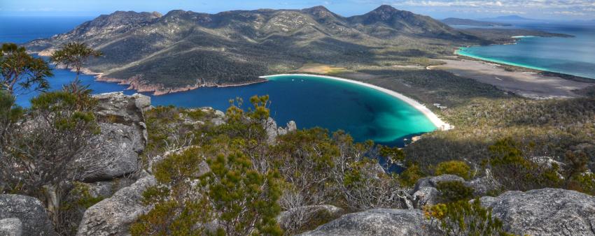 Wineglass Bay from Mt Amos,  Freycinet Peninsula, Tasmania