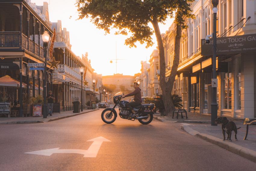 Instagram: @harry.digital . Motorcycle in Fremantle, Perth at Sunset