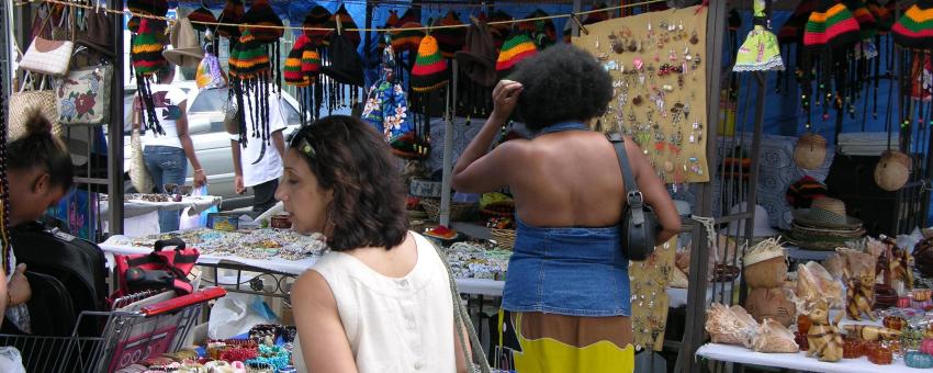 Shopping on the warf in St Michaels, Barbados
