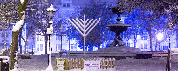 Happy Chanukah: Snow Covered Chanukah Menorah