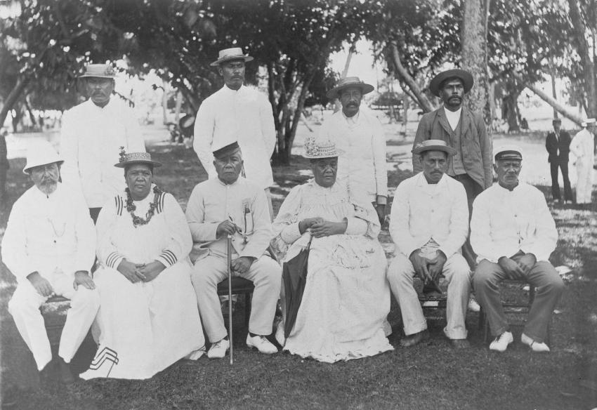 The Principal Arikis and Queen Makea of Rarotonga.