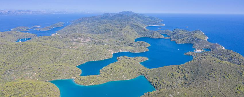 Salt water lakes in the Mljet National Park in Croatia