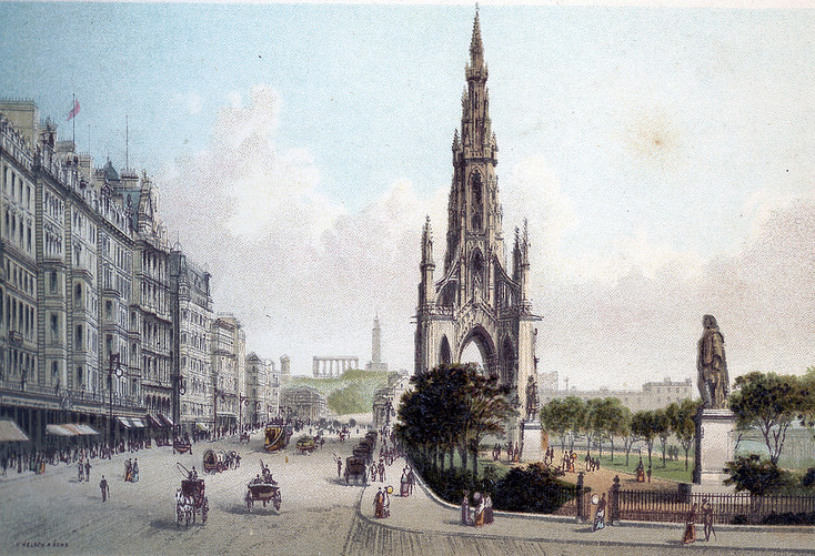 Sir Walter Scott's Monument And Princes Street, Looking East - Edinburgh