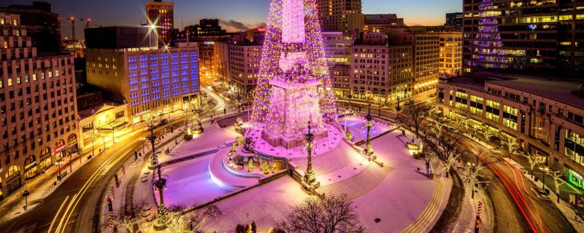 The Monument Circle in Downtown Indianapolis