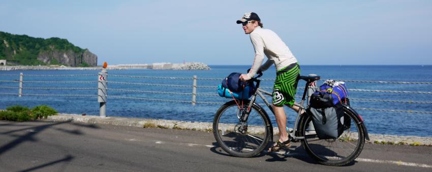 Biking on a loaded Surly Karate Monkey the Shakotan Peninsula, Hokkaido, Japan