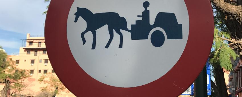 Moroccan Street Sign - Caution Donkey Cart