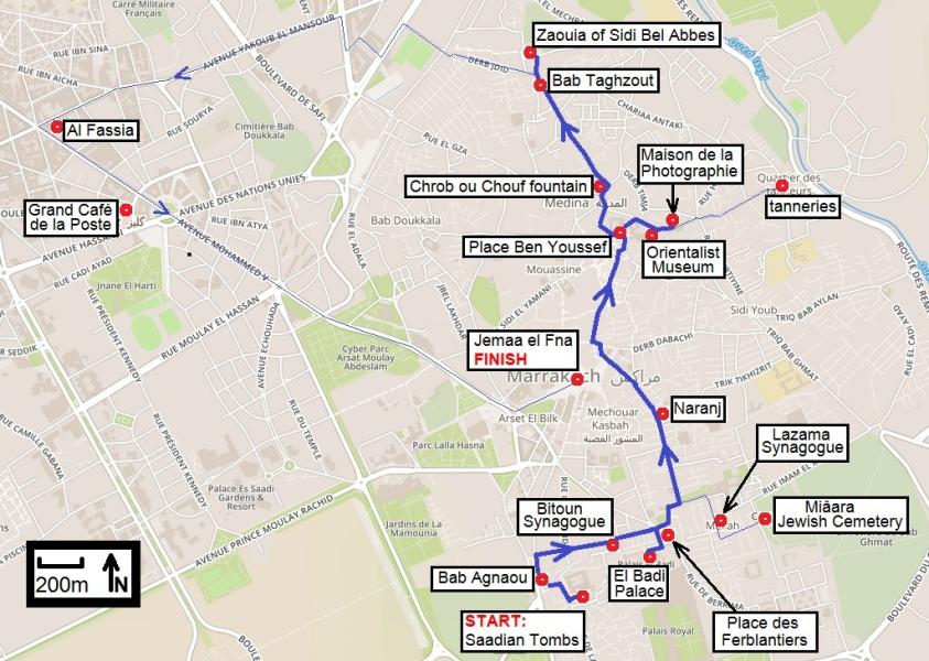 Marrakesh 2-day itinerary map - Day 2