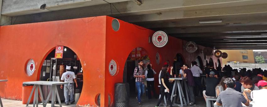 Super taco Chupa Cabras under the bridge Coyoacan Mexico City