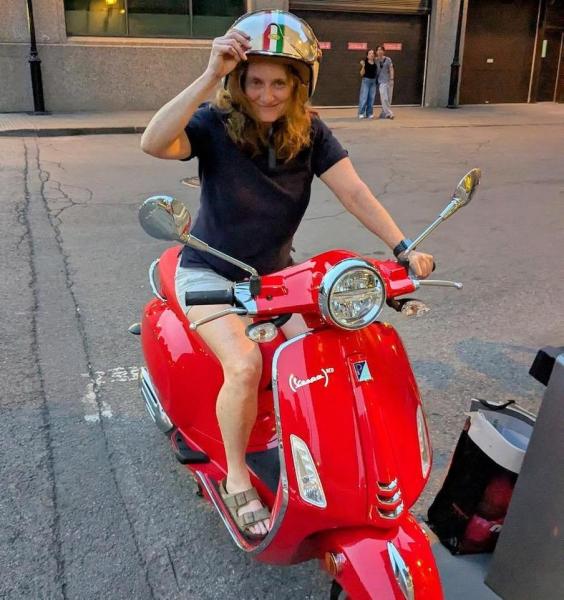 Rachel on Vespa