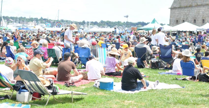 Crowd at Newport Folk Festival in Newport, Rhode Island USA on July 31, 2010.