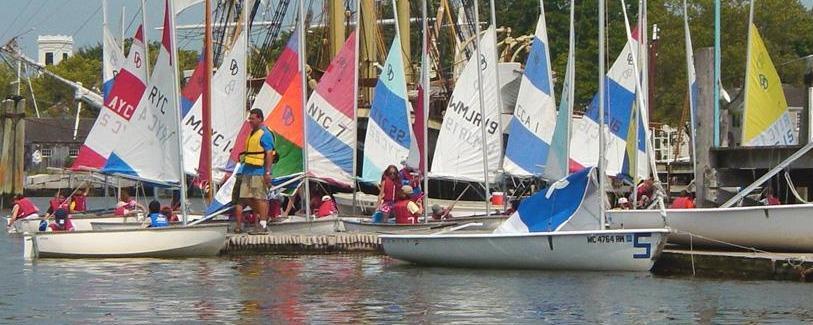 Young people learn to sail at Mystic Seaport.