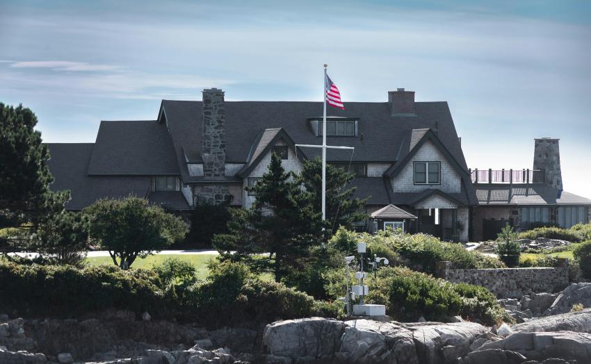 The estate of President Bush (and the Bush family) in Kennebunkport, Maine. Their seaside mansion is brought close via a 270mm lens.