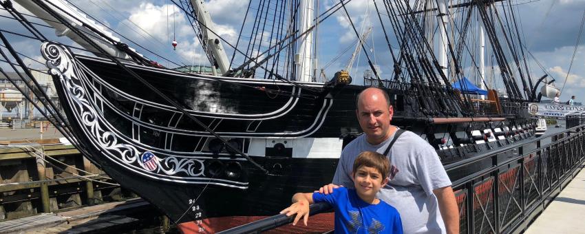 Father and son at USS Constitution, Boston MA