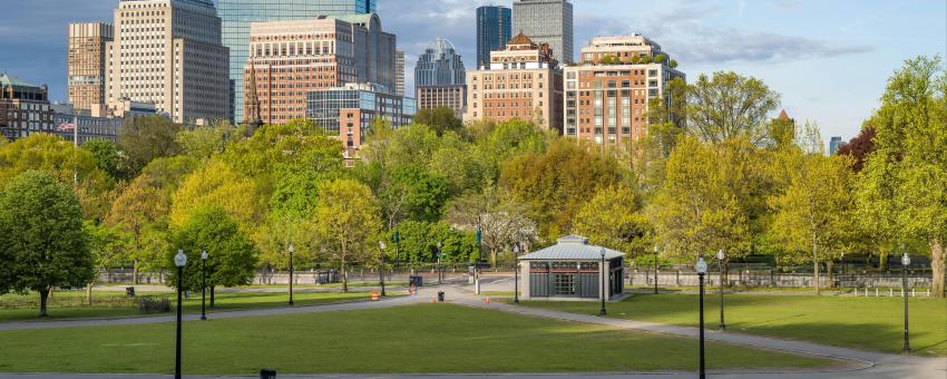 View to the Boston's Back Bay from Boston Common - Boston, Massachusetts