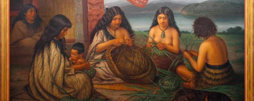 Gottfried Lindauer - Maoris Plaiting Flax Baskets 1903