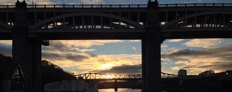 The High Level Bridge at sunset - Newcastle Gateshead Quayside - Tyne and Wear
