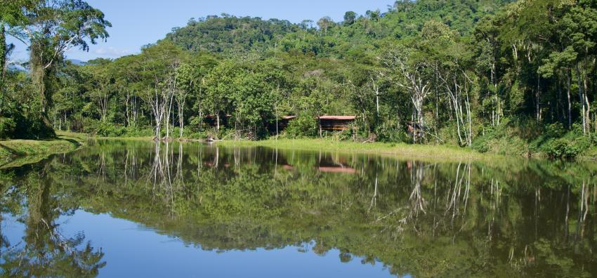 Manu BioLodge cabins on the lake