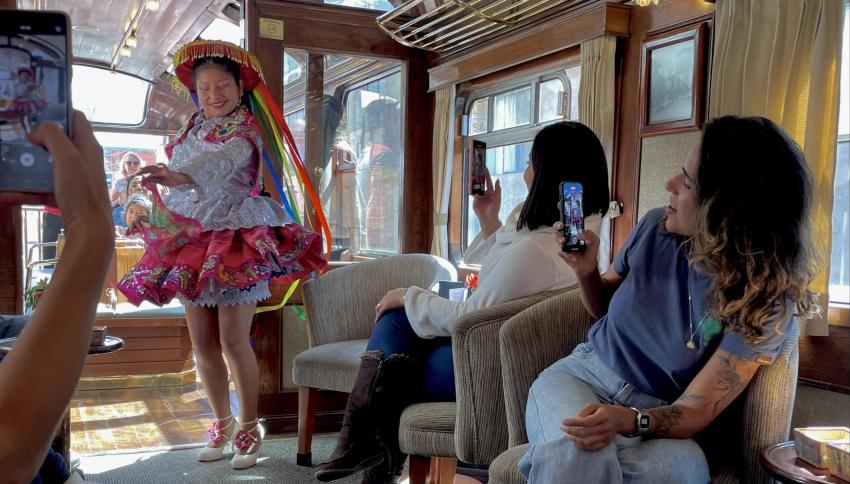 Andean dance on the train to Puno