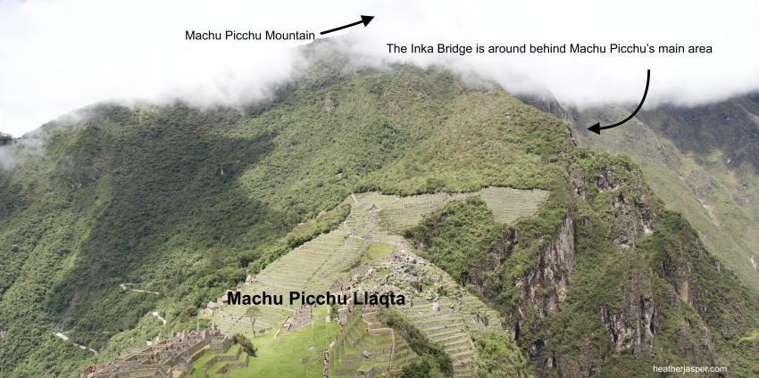 Map of Inka Bridge and Machu Picchu Mountain