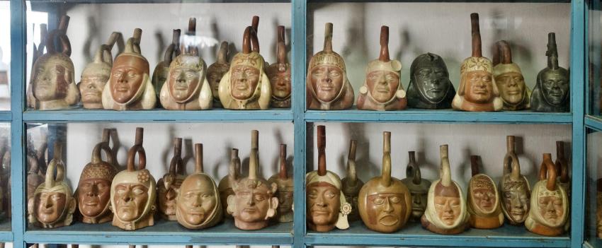 Ceramic Moche heads at Museo Larco
