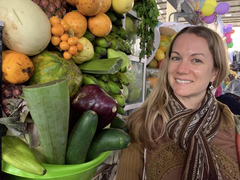 Author Heather Jasper at San Pedro Fruit Stand