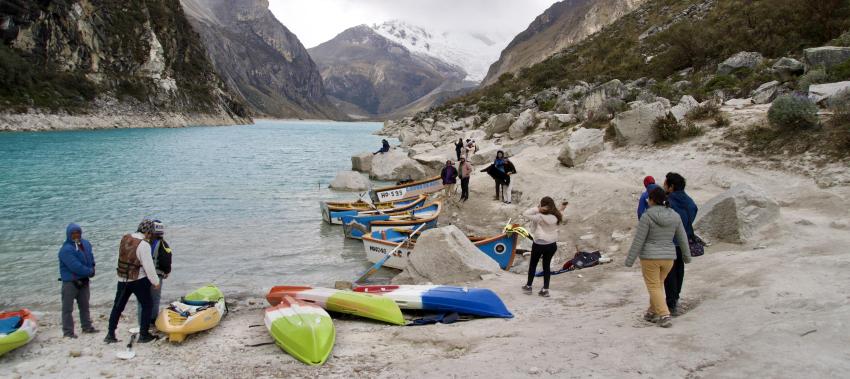 Boats at Parón Lake