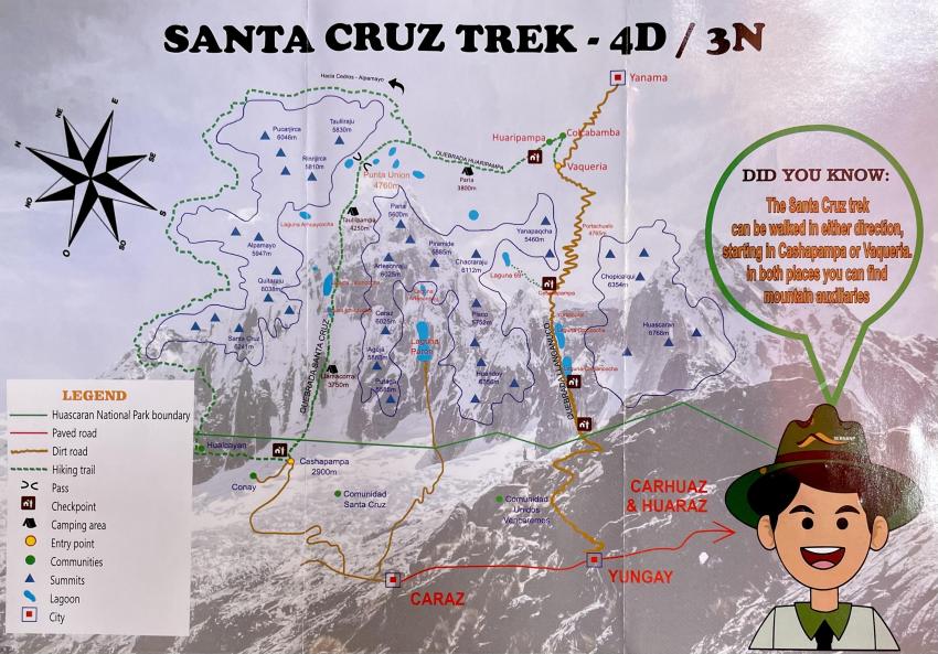 Santa Cruz Trek Map