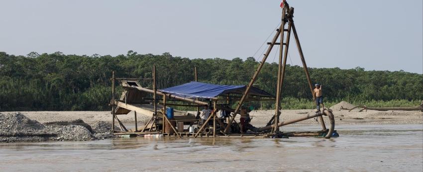 Illegal gold mining on the Madre de Dios River