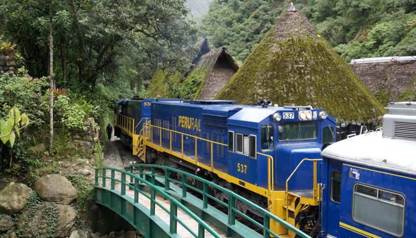 Train Arriving in Aguas Calientes by Inkaterra