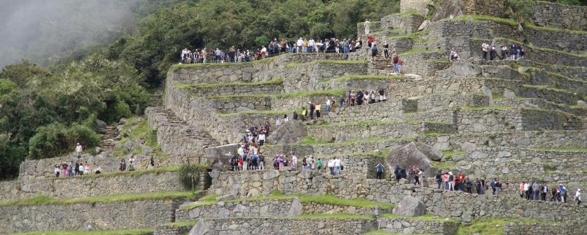 Crowds and clouds at Machu Picchu