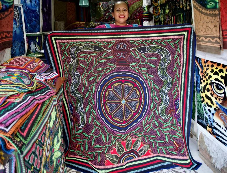 Artist Rosa at the Shipibo Market in Iquitos