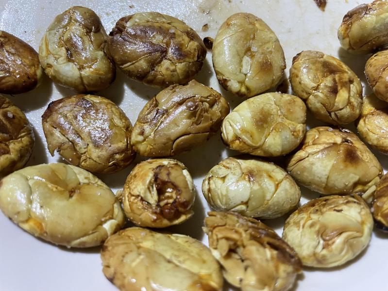 Fried macambo seeds, street food in Belén, Iquitos